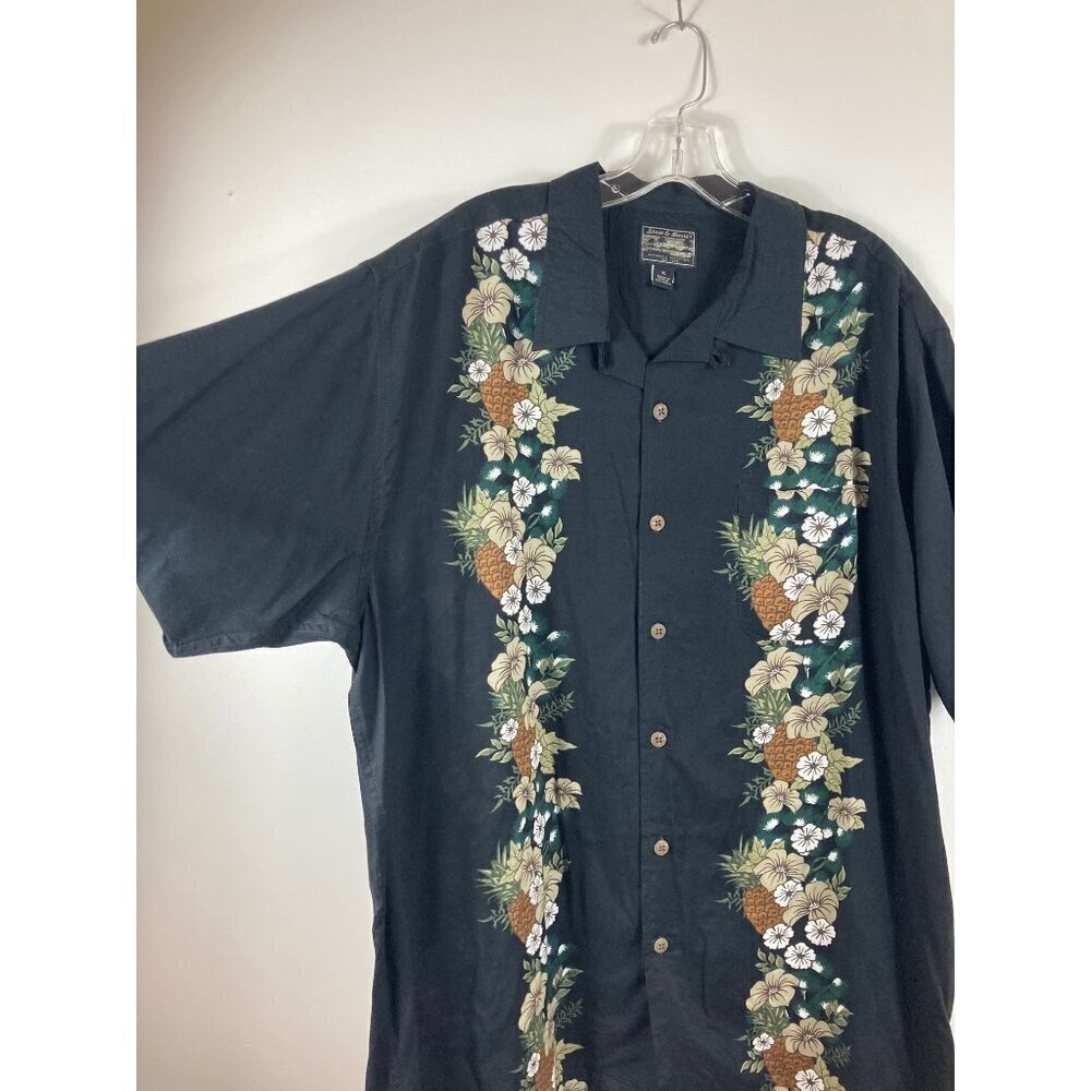 Mens Steve & Barry's Hawaiian Floral Pineapple Button Shirt XL - Picture 3 of 7